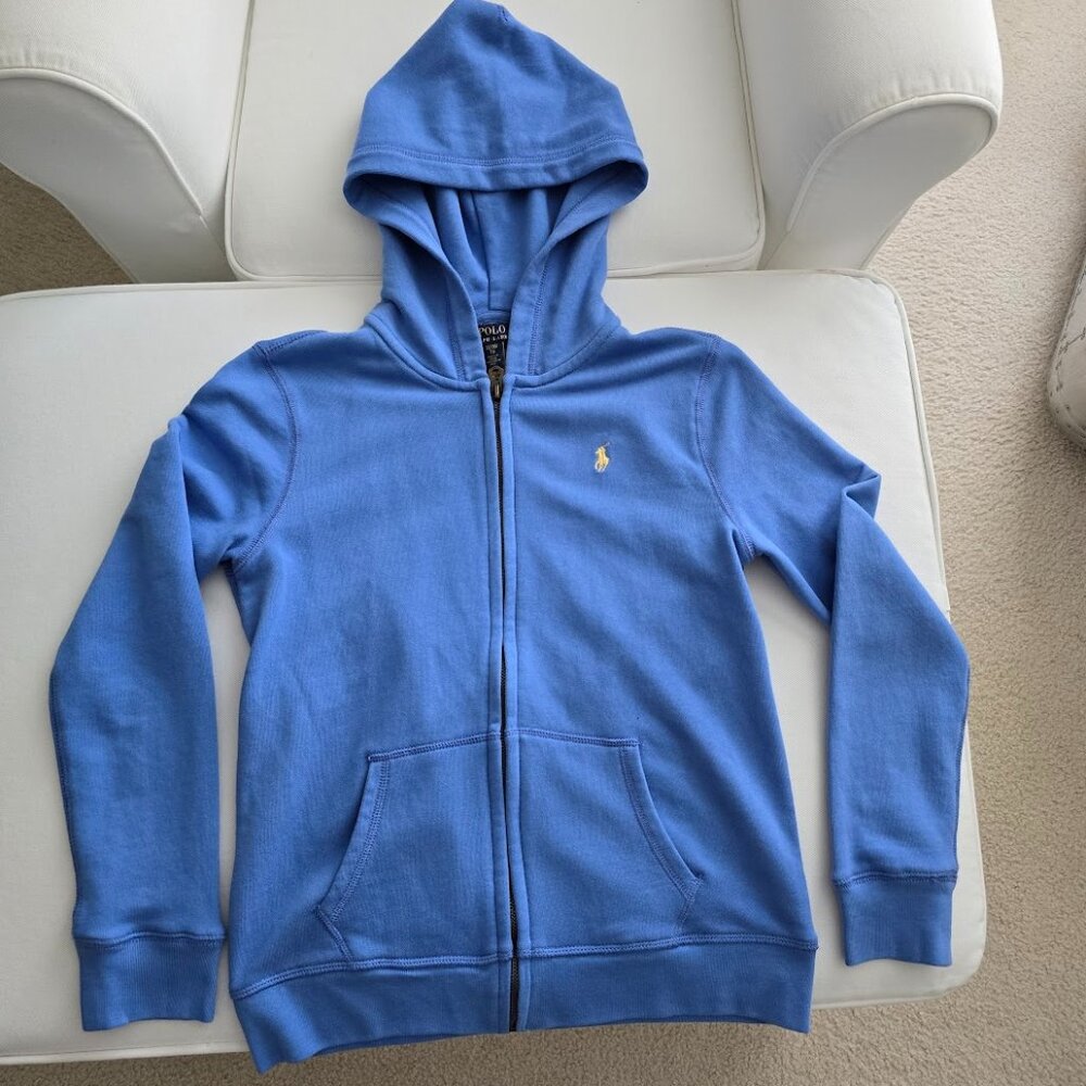 POLO Ralph Lauren French Terry Hoodie Sweatshirt Watch Hill Blue Yellow Girls XL